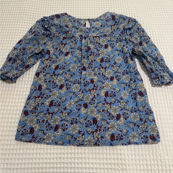 LOFT Shimmer Floral Pintucked Puff Sleeve Top - Size Small - Picture 7 of 7